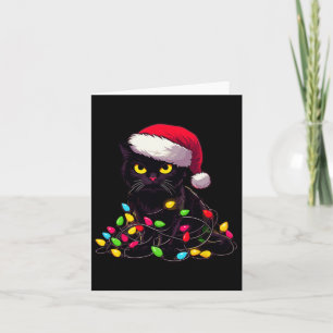 Tarjeta Navidades de gatos negros iluminan divertida Navid