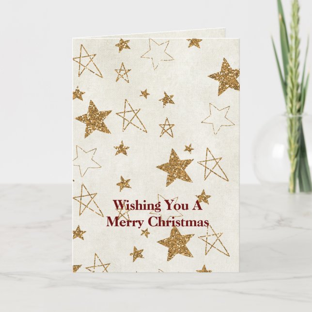 Tarjeta Navidades de Gold Purpurina Stars (Anverso)