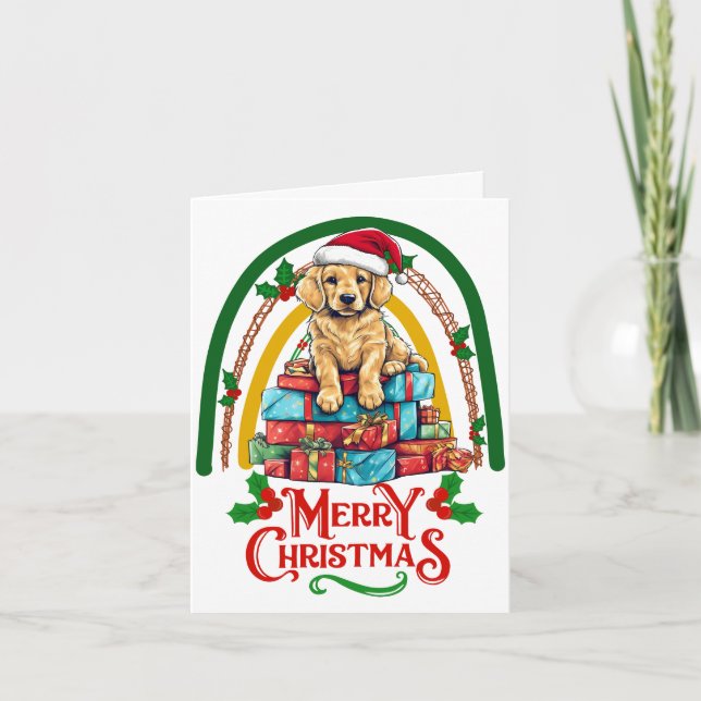Tarjeta Navidades de Golden Retriever (Anverso)