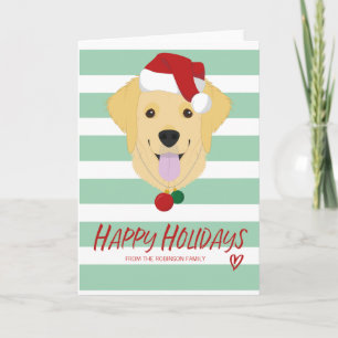 Tarjeta Navidades de Golden Retriever Dog Happy Holidays