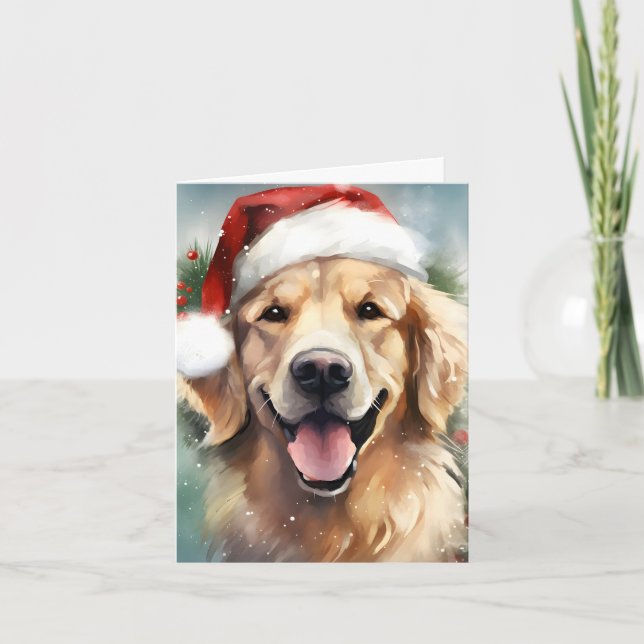 Tarjeta Navidades de Golden Retriever pinchan arte (Anverso)