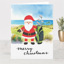 Tarjeta Navidades de golf de Santa Claus Golfer
