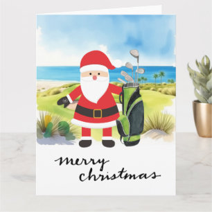 Tarjeta Navidades de golf de Santa Claus Golfer