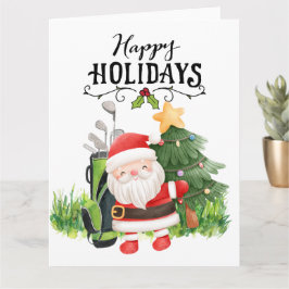 Tarjeta Navidades de golf de Santa Claus Golfer