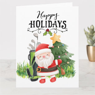 Tarjeta Navidades de golf de Santa Claus Golfer