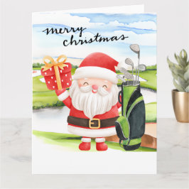 Tarjeta Navidades de golf de Santa Claus Golfer