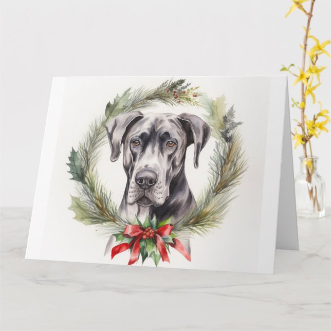 Tarjeta Navidades de Great Dane (flor amarilla)
