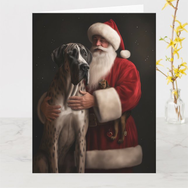 Tarjeta Navidades de Great Dane (flor amarilla)