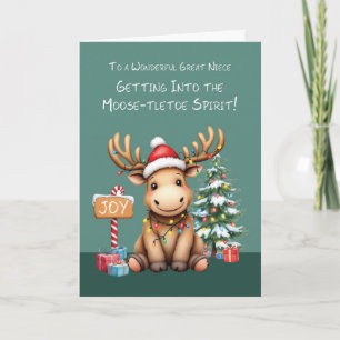 Tarjeta Navidades de Great Niece Adorable Funny Moose