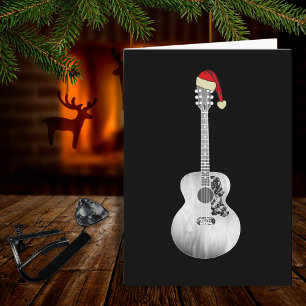 Tarjeta Navidades de Guay Guitarra Acústica blanco y negro