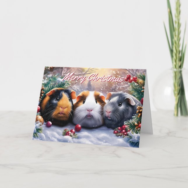 Tarjeta Navidades de Guinea Pigs Winter Wonderland (Anverso)