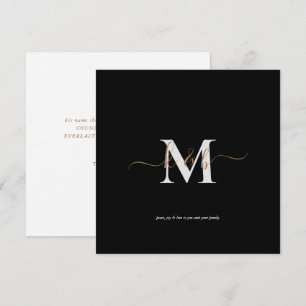 Tarjeta Navidades de guiones de oro y gris monograma