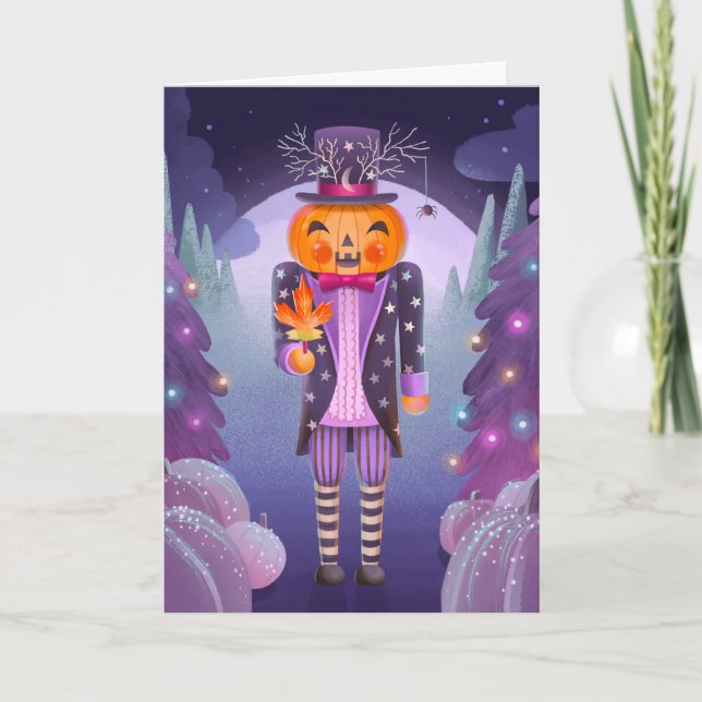 Tarjeta Navidades de Halloween de Jack-o'-lantern (Anverso)