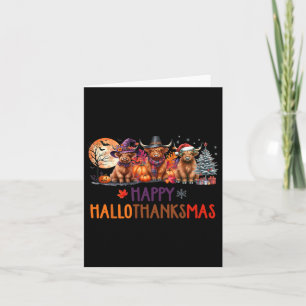 Tarjeta Navidades de Halloween de la vaca Highland