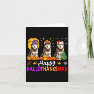 Tarjeta Navidades de Halloween del Husky Dog Siberian