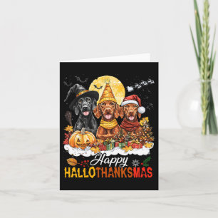 Tarjeta Navidades de Halloween del perro Vizsla Feliz Hall