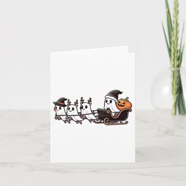 Tarjeta Navidades de Halloween Fantasma de renos de Santa  (Anverso)