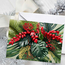 Tarjeta Navidades de Hawái se centran en Monstera
