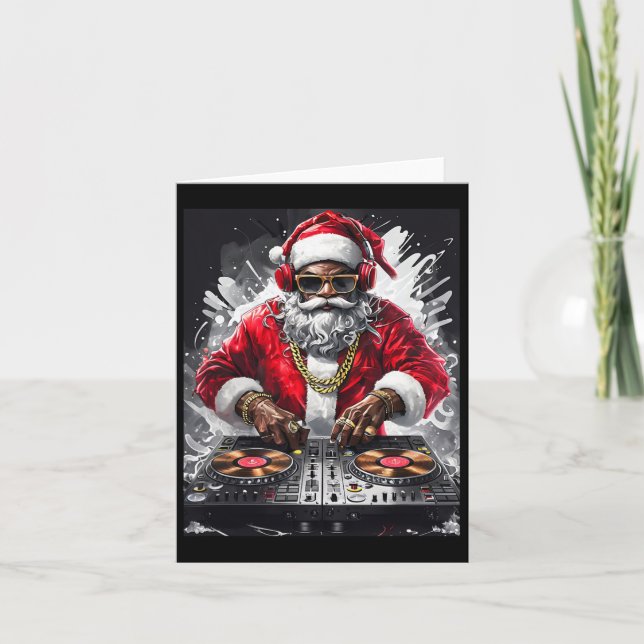 Tarjeta Navidades de Hip Hop Santa Dj (Anverso)