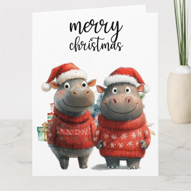 Tarjeta Navidades de Hippo para amantes de los animales