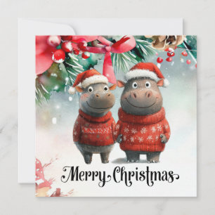 Tarjeta Navidades de Hippo para amantes de los animales