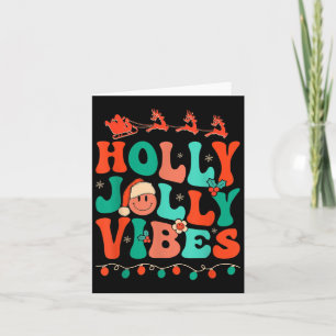 Tarjeta Navidades de Holly Retro Groovy Jolly Vibes Santa 