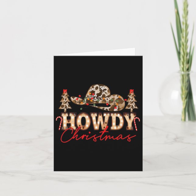 Tarjeta Navidades de Howad Santa Cute Leopard Western Cowg (Anverso)