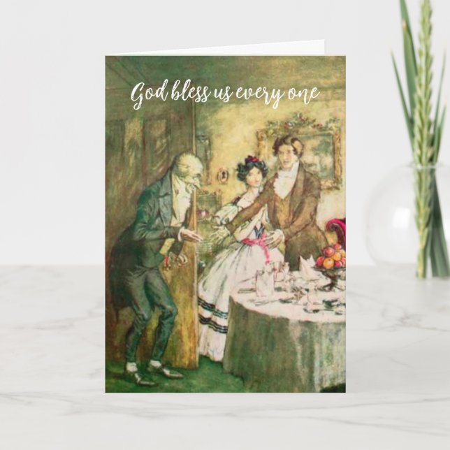 Tarjeta Navidades de Ilustracion de Dickens Scrooge Vintag (Anverso)