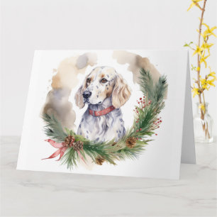 Tarjeta Navidades de Inglaterra Wreath Festive Pup