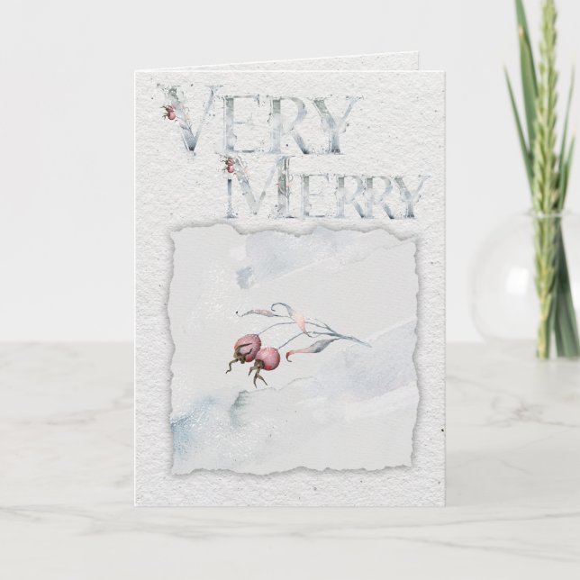Tarjeta Navidades de invierno de acuarela rusa (Anverso)