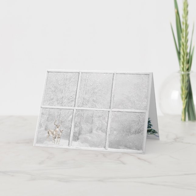 Tarjeta Navidades De Invierno En La Ventana (Anverso)