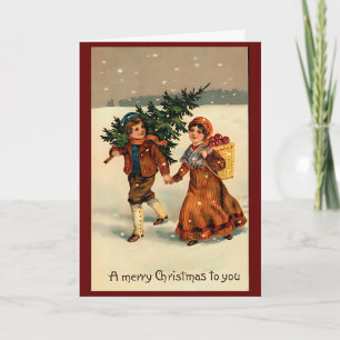 Tarjeta Navidades de invierno retro vintage personalizados