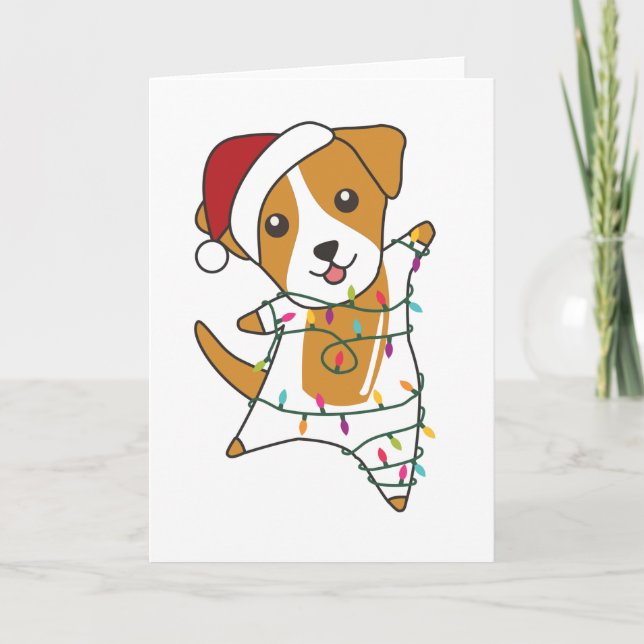 Tarjeta Navidades de Jack Russel Perros de Animales de Inv (Anverso)