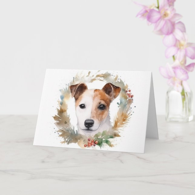 Tarjeta Navidades de Jack Russell Wreath Festive Pup (Orquídea)