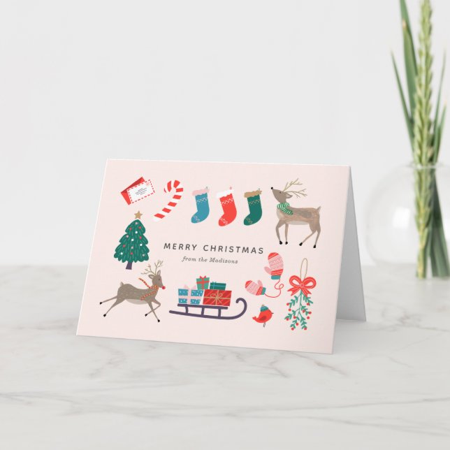 Tarjeta Navidades de juegos de renos (Anverso)