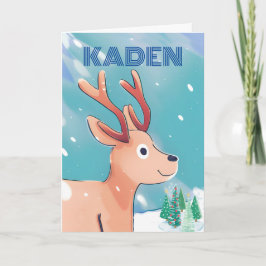 Tarjeta Navidades de Kaden Cute Baby Deer en la Nieve