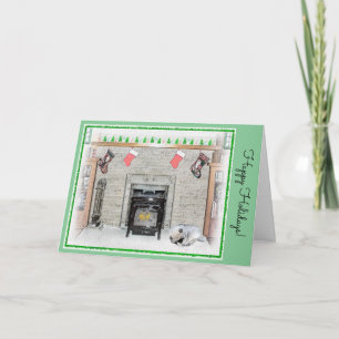 Tarjeta Navidades de Keeshond picotean perro con pintura d