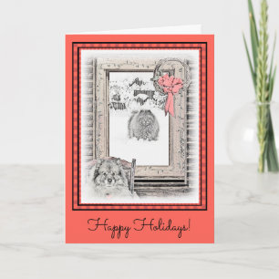 Tarjeta Navidades de Keeshond Ventana de Invierno Pintura