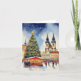 Tarjeta Navidades de la acuarela de Praga