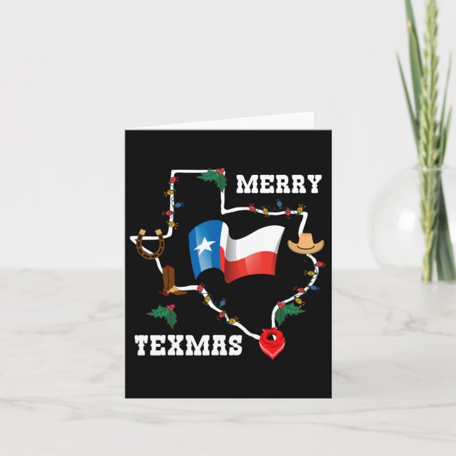 Tarjeta Navidades de la Bandera de Texas con Feliz Navidad (Anverso)