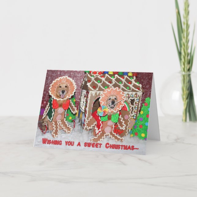 Tarjeta Navidades de la casa Golden Retriever Gingerbread (Anverso)