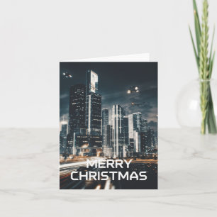 Tarjeta Navidades de la ciudad de Cyberpunk