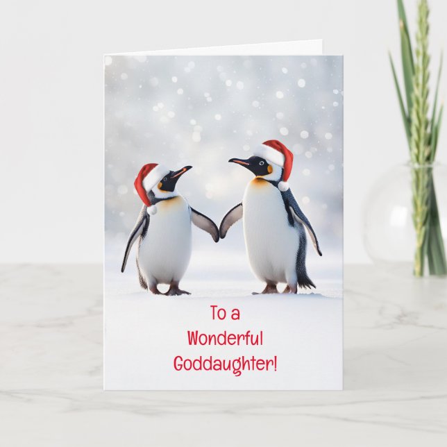 Tarjeta Navidades de la diosa Felices Fiestas Cute Pingüin (Anverso)