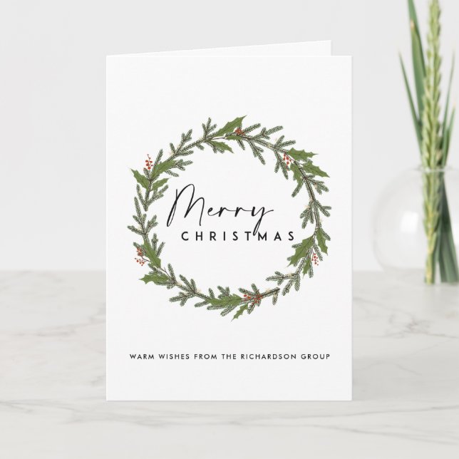 TARJETA NAVIDADES DE LA EMPRESA ELEGANTE HOLLY BERRY WREAT (Anverso)