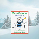 Tarjeta Navidades de la Empresa Snowman de la Organización<br><div class="desc">Tarjeta de Navidades de empresa. Divertido personalizado de un muñeco de nieve bajo el sol invernal. Añadir un mensaje del remitente. Tarjeta pequeña.</div>