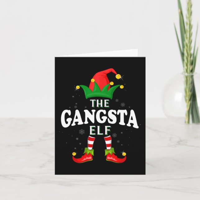 Tarjeta Navidades de la familia del elfo de Gangsta de Nav (Anverso)