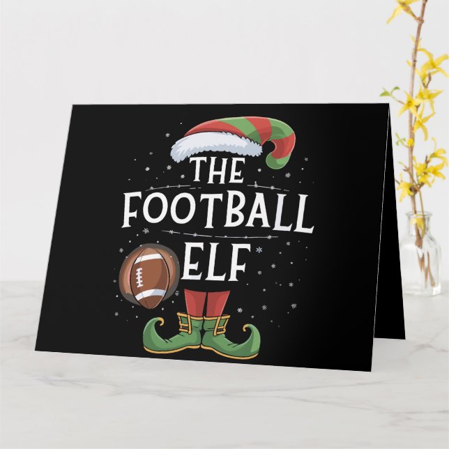 Tarjeta Navidades de la Familia Elf de Fútbol Americano (flor amarilla)