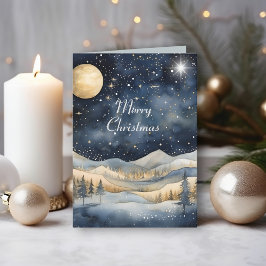 Tarjeta Navidades de la familia Midnight Blue Sky Starry M
