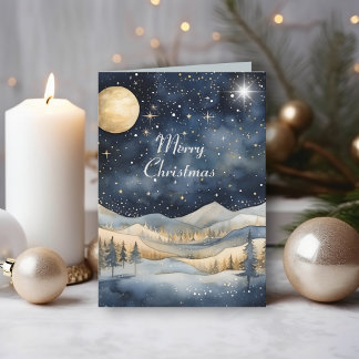 Tarjeta Navidades de la familia Midnight Blue Sky Starry M