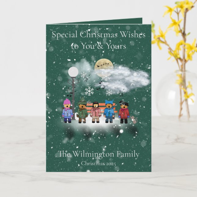 Tarjeta Navidades de la familia Quintet de Nieve plegables (flor amarilla)